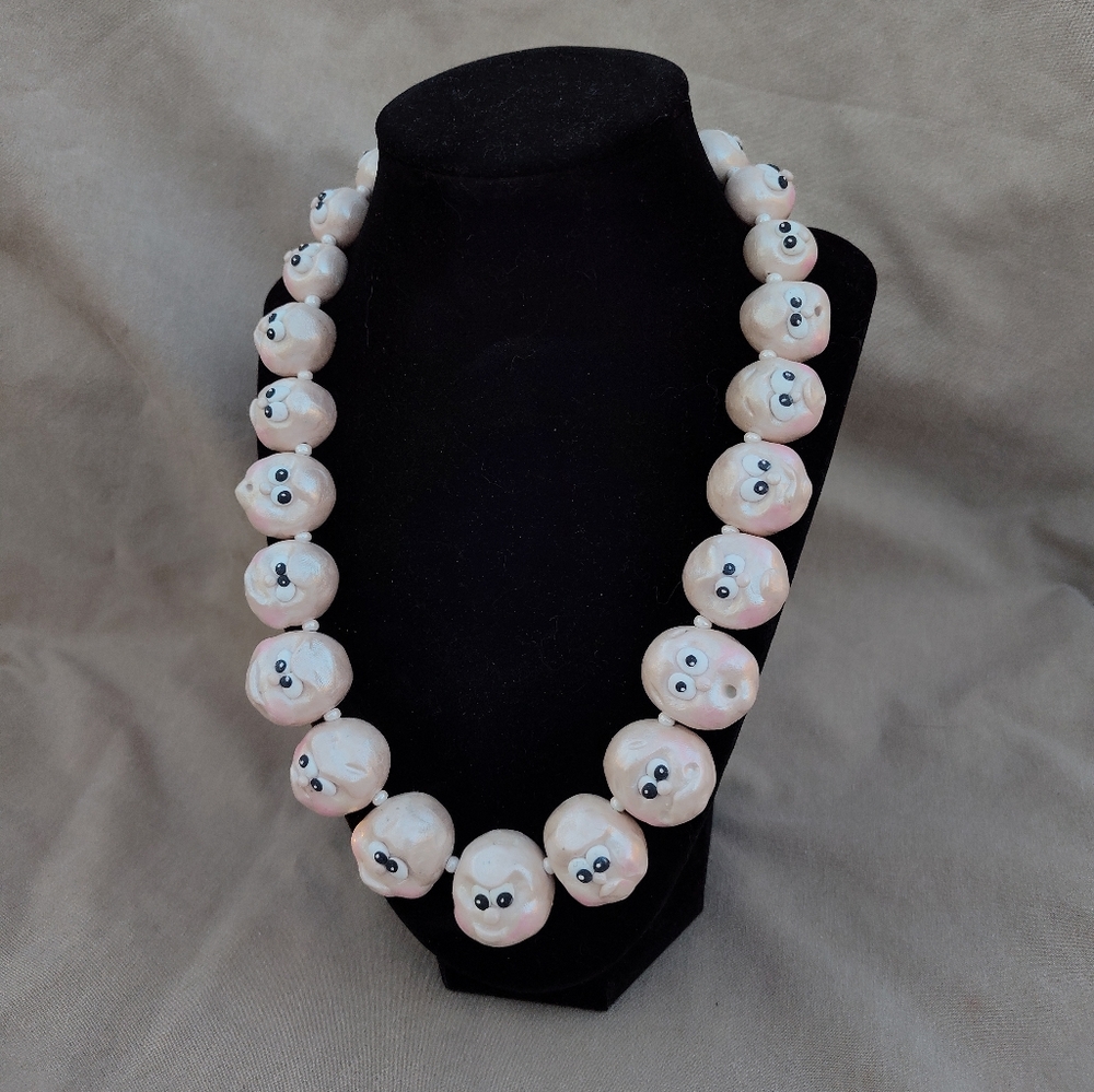 🌊🐚Pearl🐬Funny 🐚Face 🐚Necklace - Picture 2 of 14